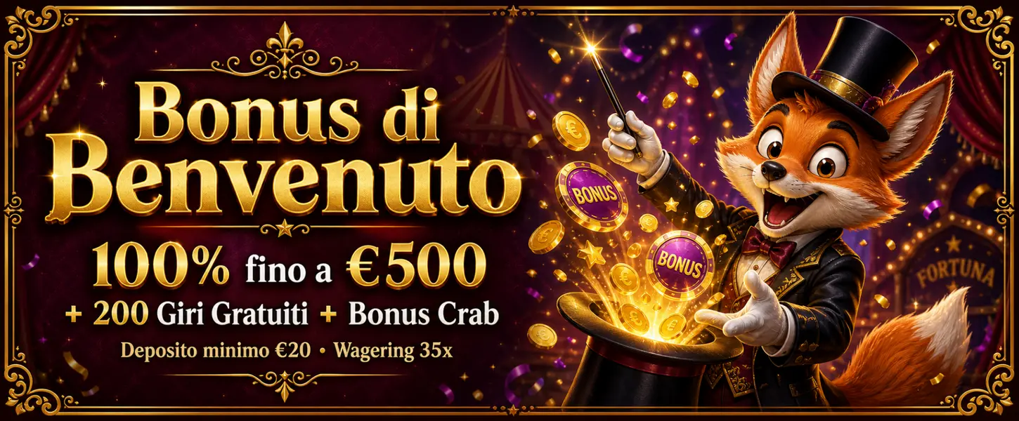Bonus benvenuto Magius Casino: 100% fino a €500, 200 giri gratuiti e Bonus Crab